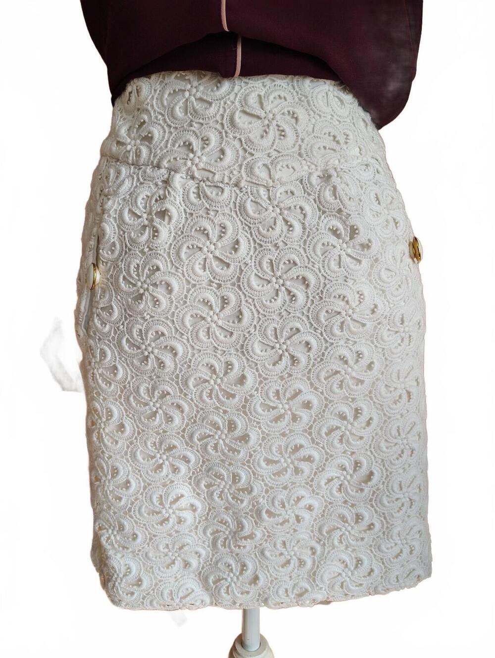 Leifsdottir White Embroidered Midi Skirt Size 0